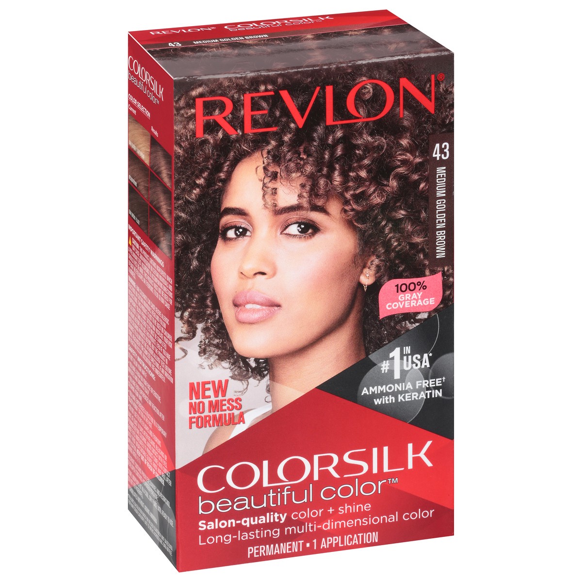 slide 10 of 11, Revlon Colorsilk 43 Medium Golden Brown Vegan Keratin Permanent Hair Color 1 Each, 1 ct