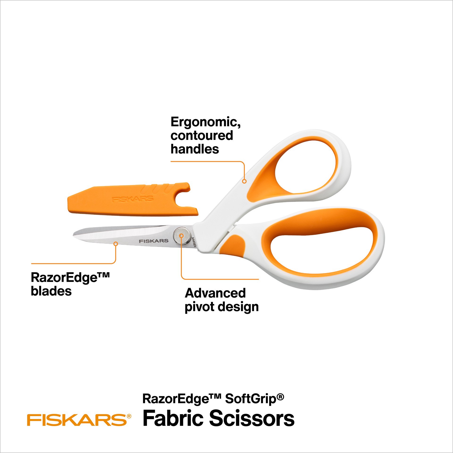 slide 3 of 6, Fiskars Razoredge Softgrip 5" Fabric Scissors, 5 in