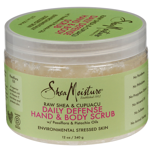 slide 1 of 2, SheaMoisture Raw Shea & Cupuaca Daily Defense Hand & Body Scrub, 12 oz