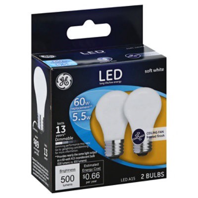 slide 1 of 3, Ge Led 4W A15 Fan Wht, 2 ct