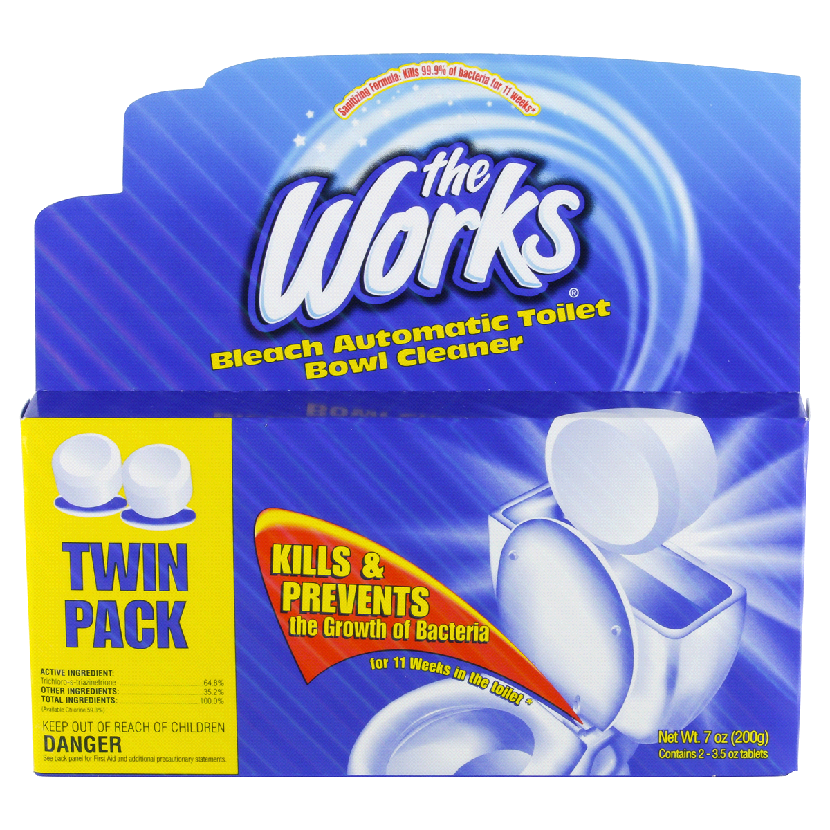 slide 1 of 2, The Works Bleach Automatic Toilet Bowl Cleaner Tablets, 2 ct