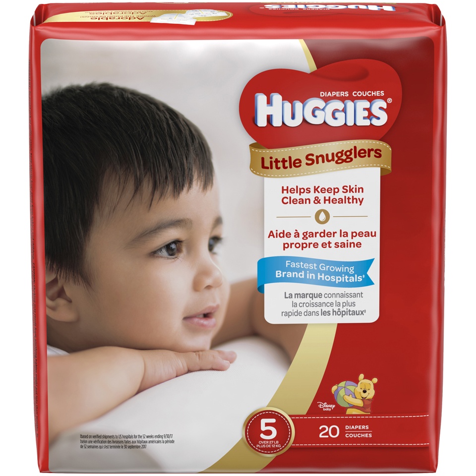 slide 1 of 3, Huggies Little Snugglers Diapers Jumbo Pack - Size 5, 20 ct