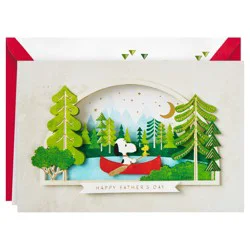 Hallmark Signature Peanuts Fathers Day Card (Snoopy and Woodstock Canoeing)