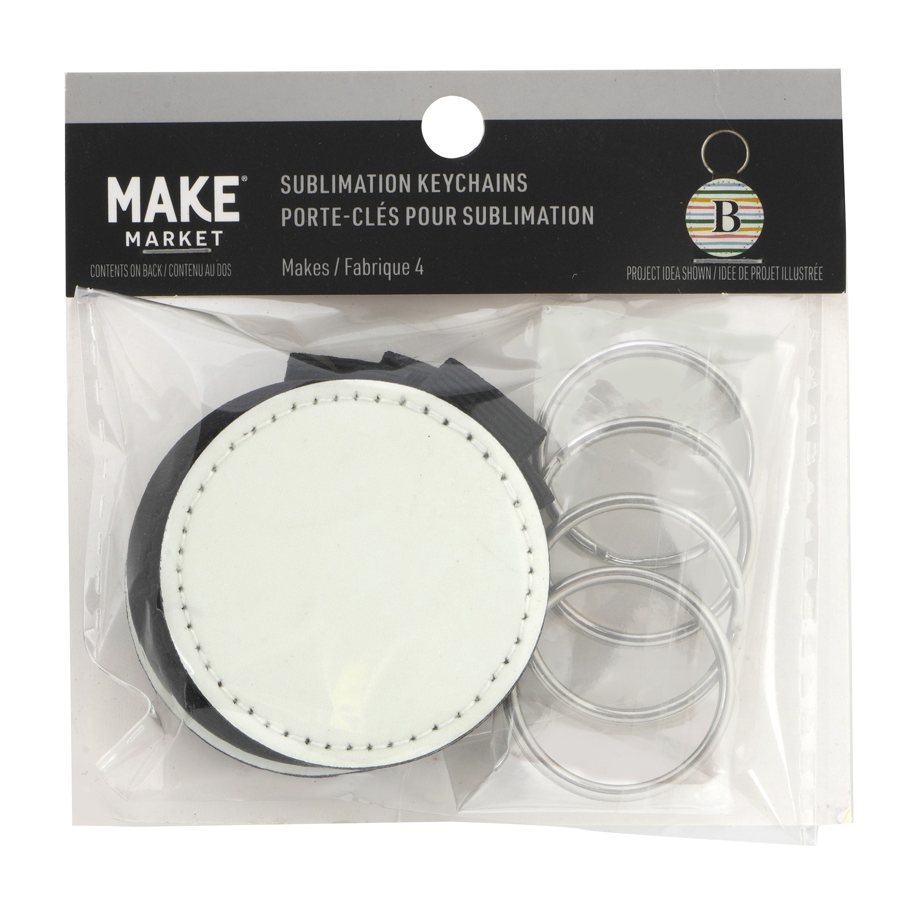 slide 2 of 2, 2" Round Plastic Sublimation Keychains, 4ct. By Make Market, 4 ct