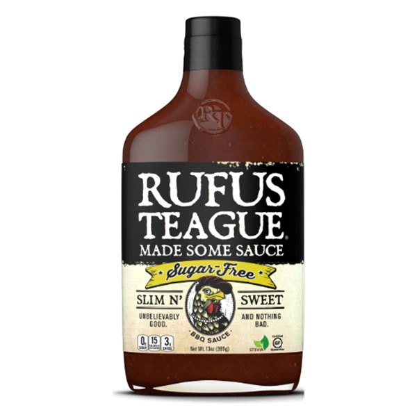 slide 1 of 1, Rufus Teague Bbq Sauce, Sugar-Free, Slim N' Sweet, 13 oz