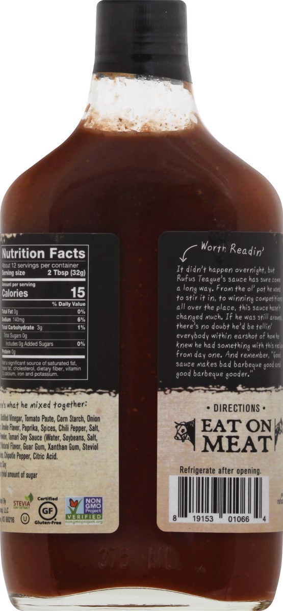 slide 11 of 12, Rufus Teague Sugar-Free Slim N' Sweet BBQ Sauce 13 oz, 13 oz