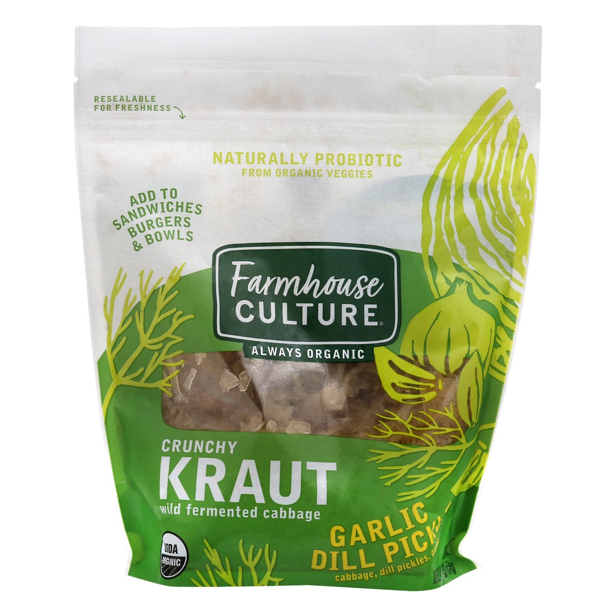 slide 1 of 13, Farmhouse Culture Crunchy Garlic Dill Pickle Kraut 16 oz, 16 oz