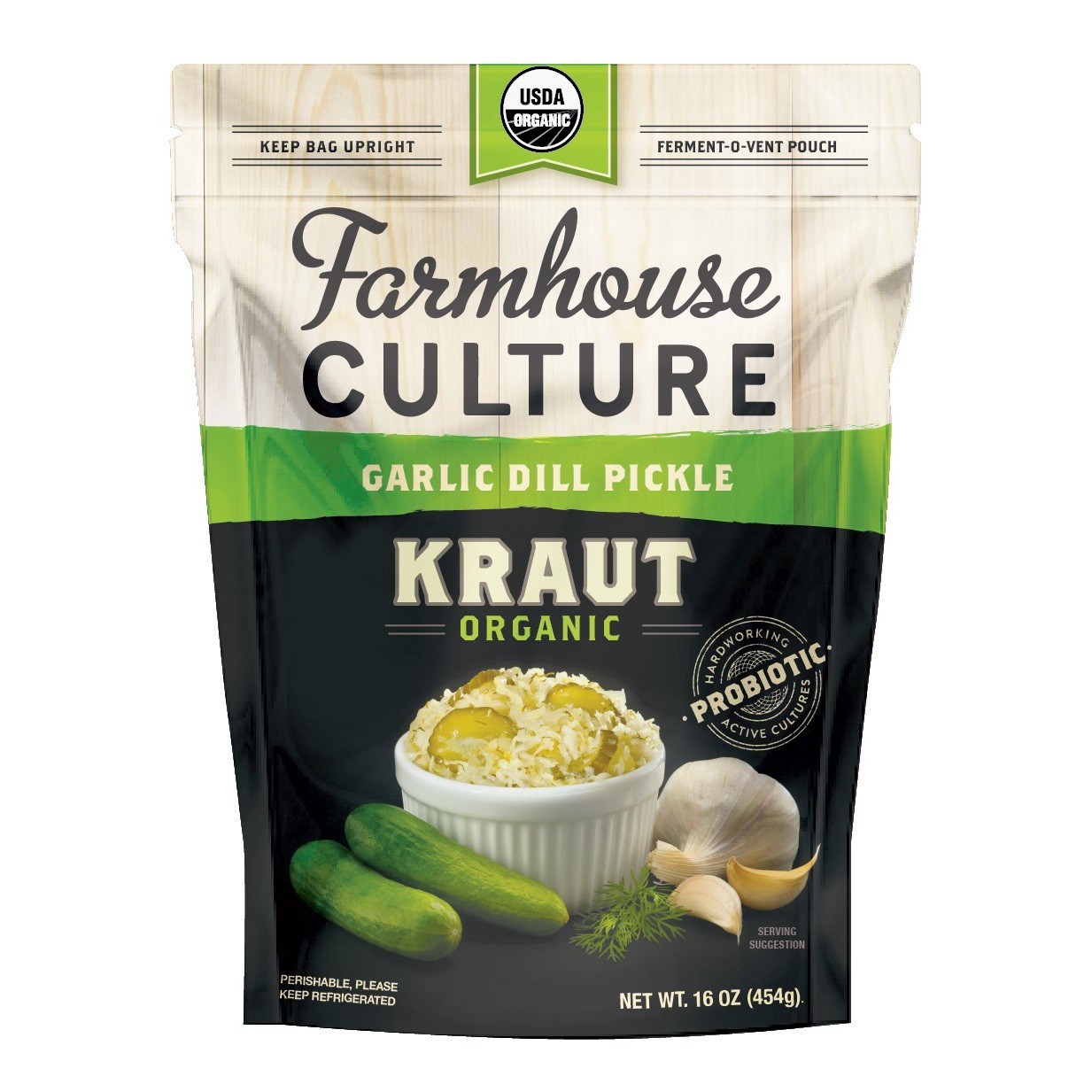 slide 1 of 13, Farmhouse Culture Crunchy Garlic Dill Pickle Kraut 16 oz, 16 oz