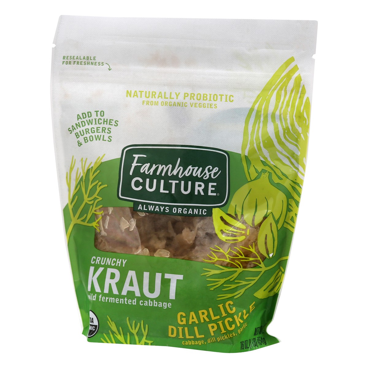 slide 5 of 13, Farmhouse Culture Crunchy Garlic Dill Pickle Kraut 16 oz, 16 oz
