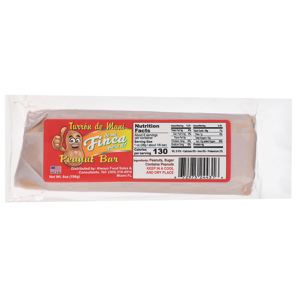 slide 8 of 9, Turron de Mani Peanut Bar - 6 oz, 6 oz