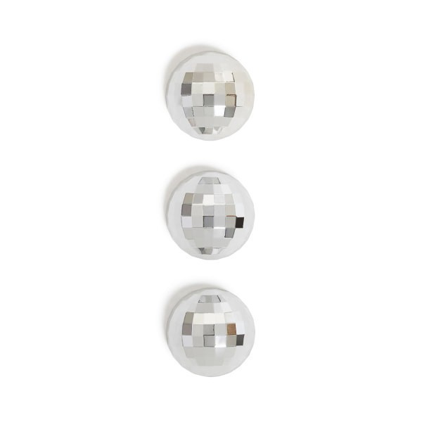 slide 1 of 3, U Brands® Disco Ball Locker Magnets, 1-7/16""H x 1-7/16""W x 5/8""D, Silver, Set Of 3 Magnets, 1 ct