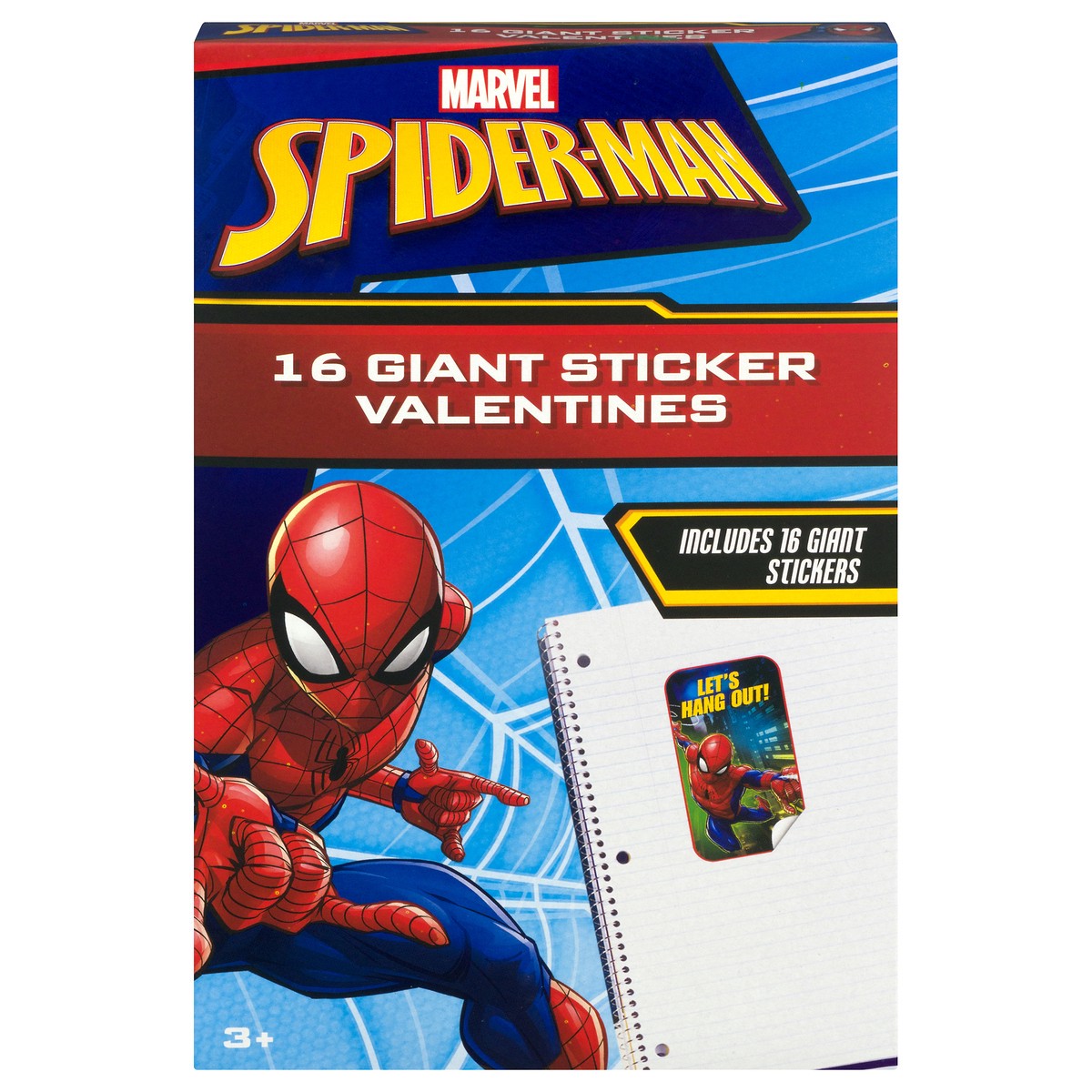 slide 1 of 9, Marvel Spider Man Giant Sticker Valentines 16 ea, 16 ct