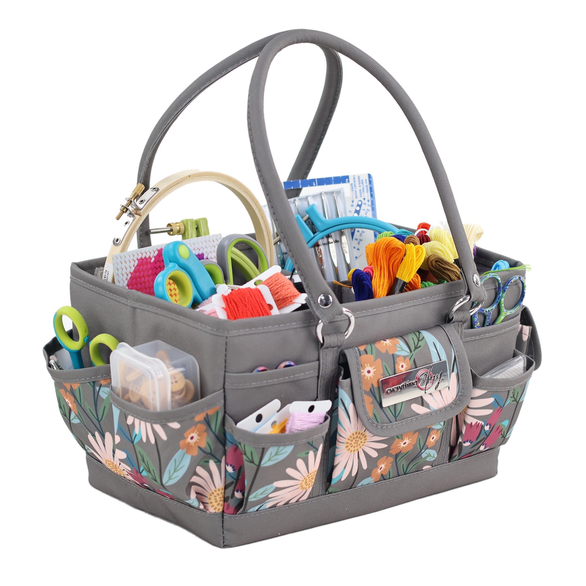 slide 6 of 7, Everything Mary Daisy Floral Print Sewing Store & Tote Craft Organizer, 5 in x 6 in x 6 in