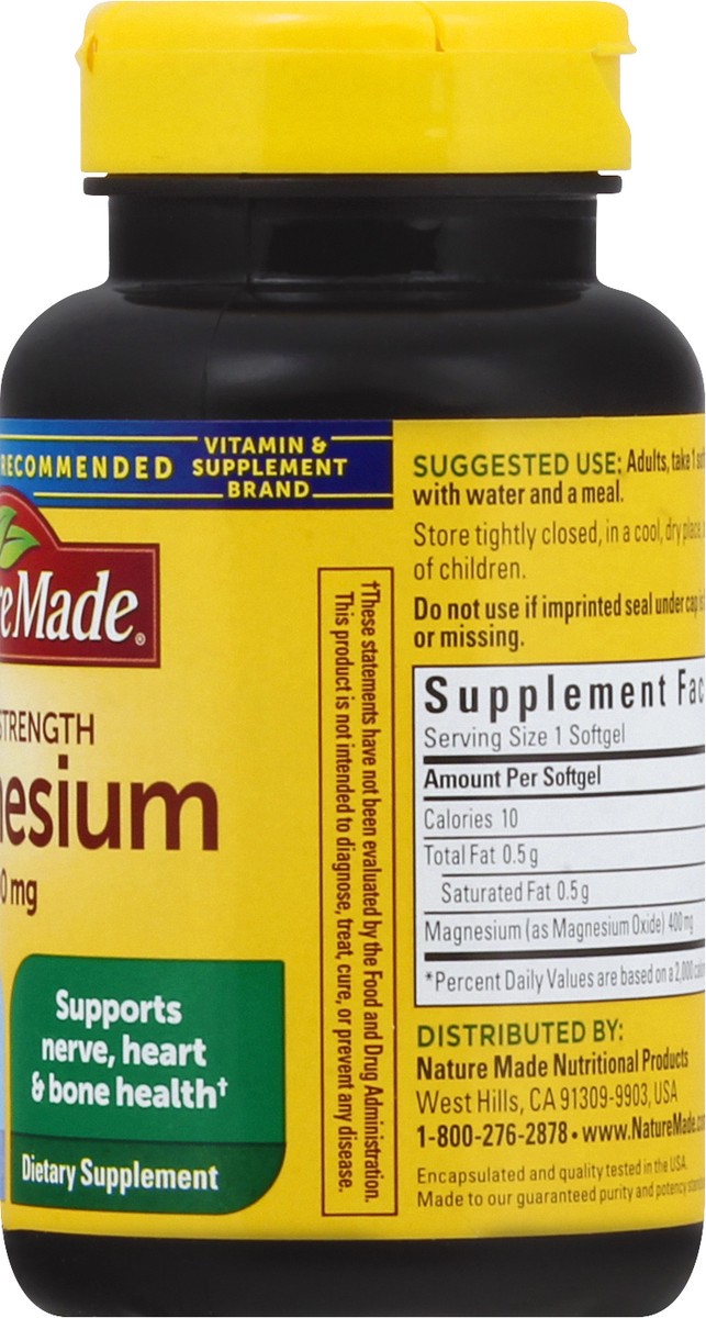 slide 8 of 9, Nature Made Extra Strength Magnesium Oxide 400mg, Muscle, Nerve, Bone, Heart Support Softgels - 60ct, 60 ct