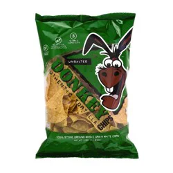 Donkey Brands Unsalted Tortilla Chips 11 oz