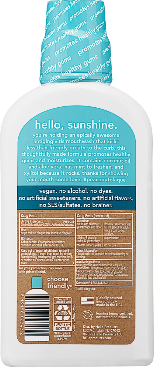 slide 2 of 8, Hello Peace Out Plaque Antigingivitis Mouthwash With Natural Mint, Aloe Vera, + Coconut Oil, 16 Fl Oz, 16 fl oz