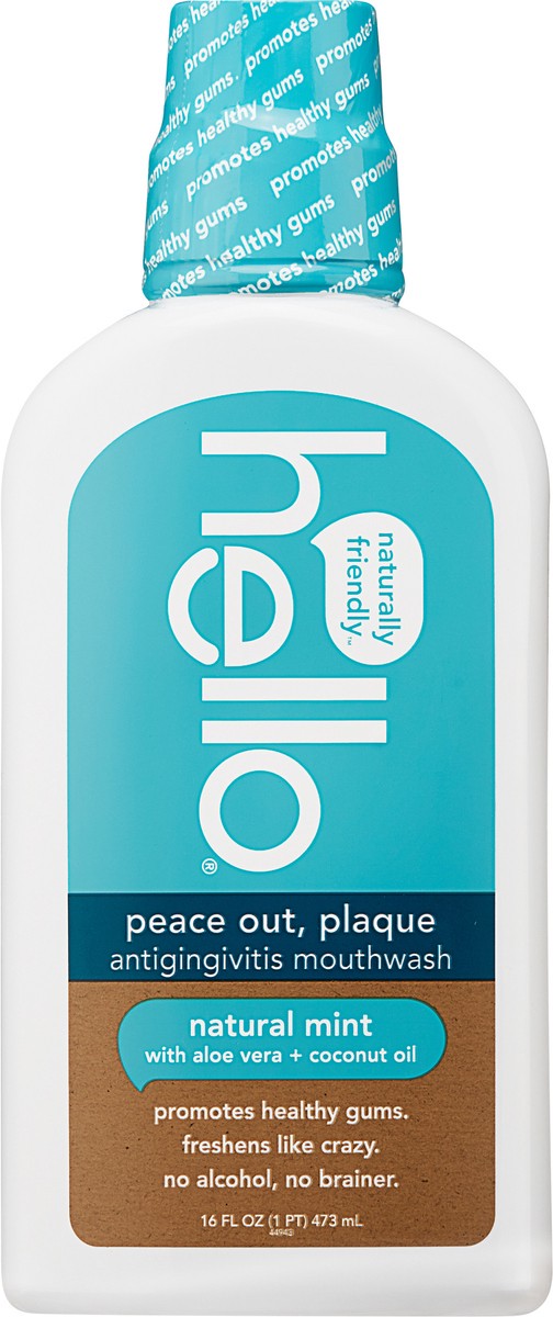 slide 3 of 8, Hello Peace Out Plaque Antigingivitis Mouthwash With Natural Mint, Aloe Vera, + Coconut Oil, 16 Fl Oz, 16 fl oz