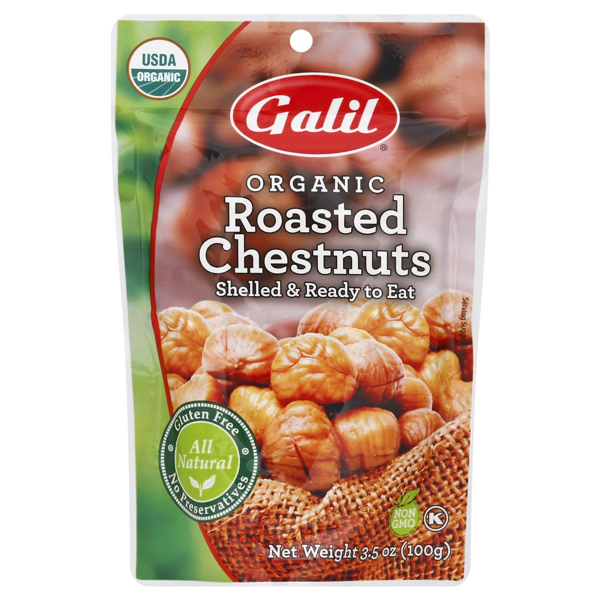 slide 3 of 3, Galil® organic roasted chestnuts, 3.5 oz