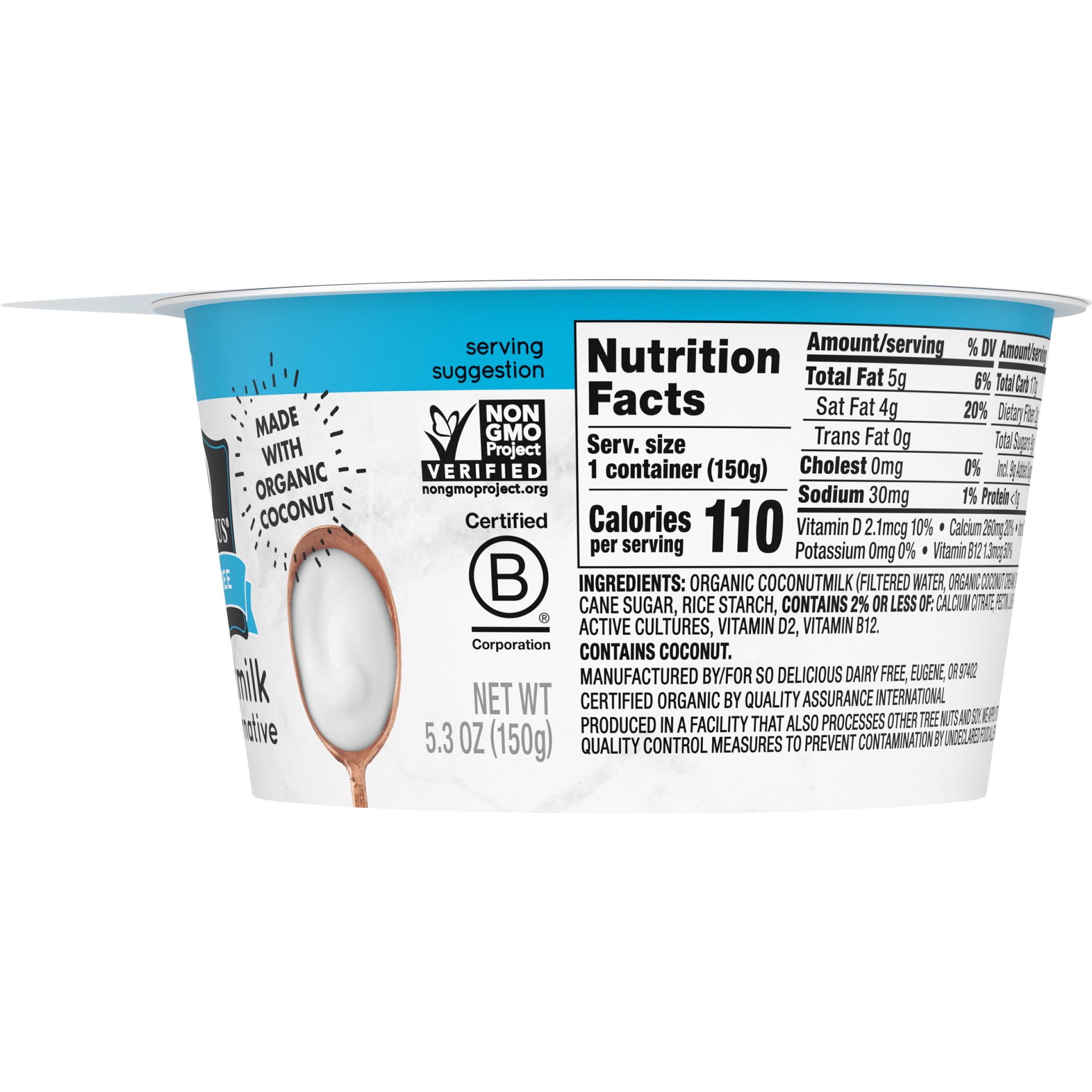 So Delicious Dairy Free Plain Coconut Milk Yogurt 5.3 oz Shipt
