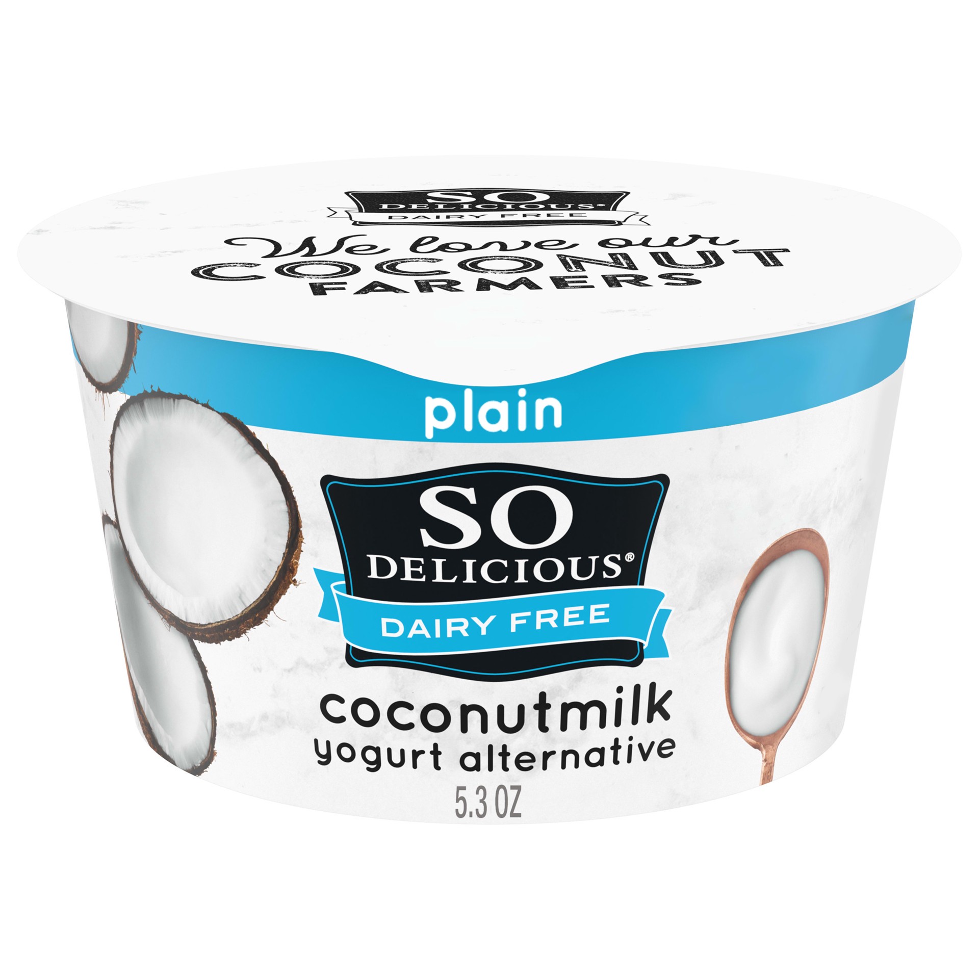 slide 1 of 13, So Delicious Dairy Free Coconut Milk Yogurt Alternative, Plain, Vegan, Gluten Free, Non-GMO, Creamy Plant Based Yogurt Alternative, 5.3 oz Container, 5.3 oz