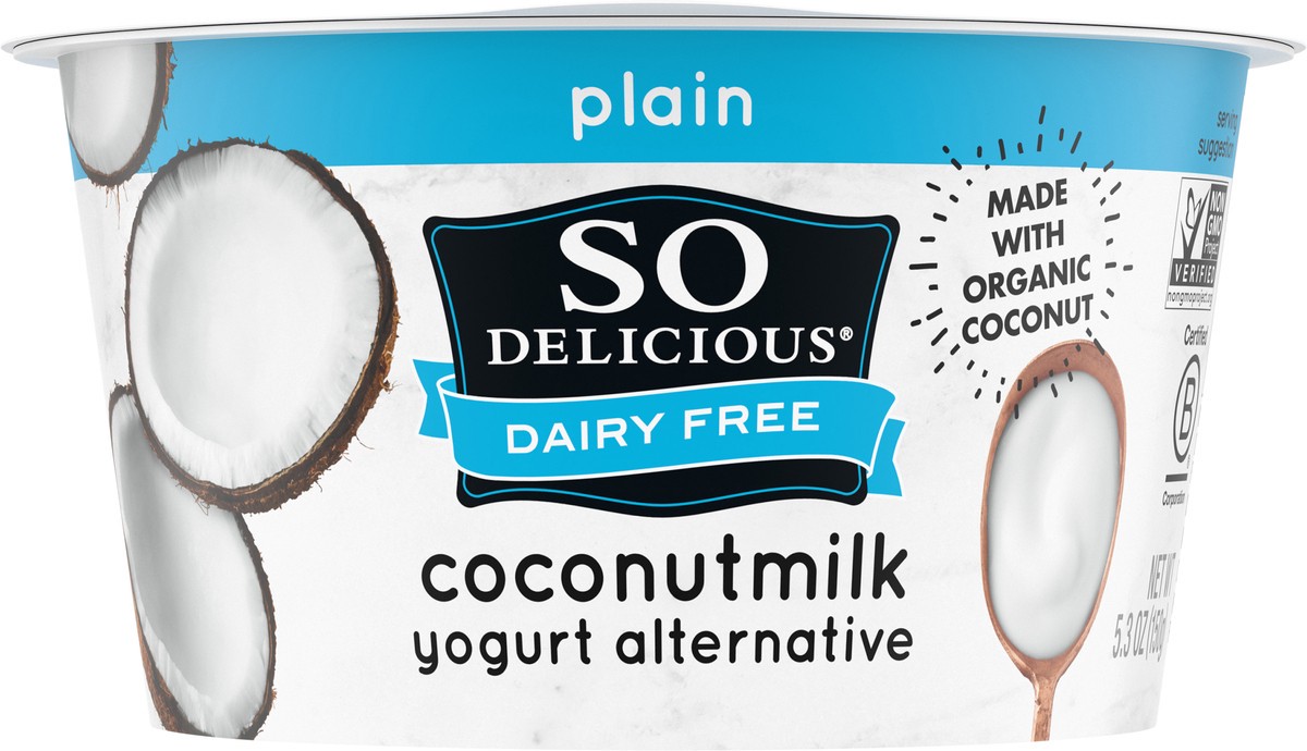 slide 3 of 13, So Delicious Dairy Free Coconut Milk Yogurt Alternative, Plain, Vegan, Gluten Free, Non-GMO, Creamy Plant Based Yogurt Alternative, 5.3 oz Container, 5.3 oz