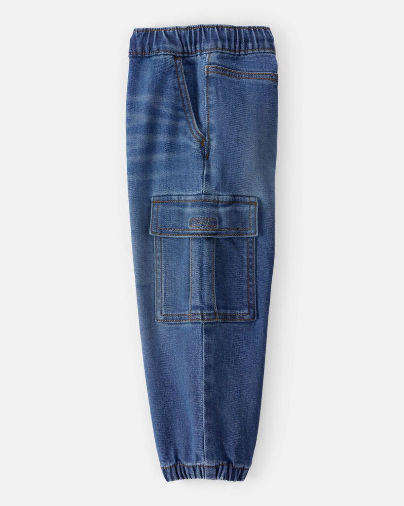 slide 2 of 4, Oshkosh Toddler Boy Denim Cargo Joggers - Dark Wash Blue 5T, 1 ct