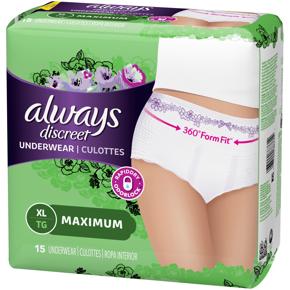 slide 3 of 3, Always Discreet Maximum Absorbency Incontinence Underwear Extra-Large, 15 ct