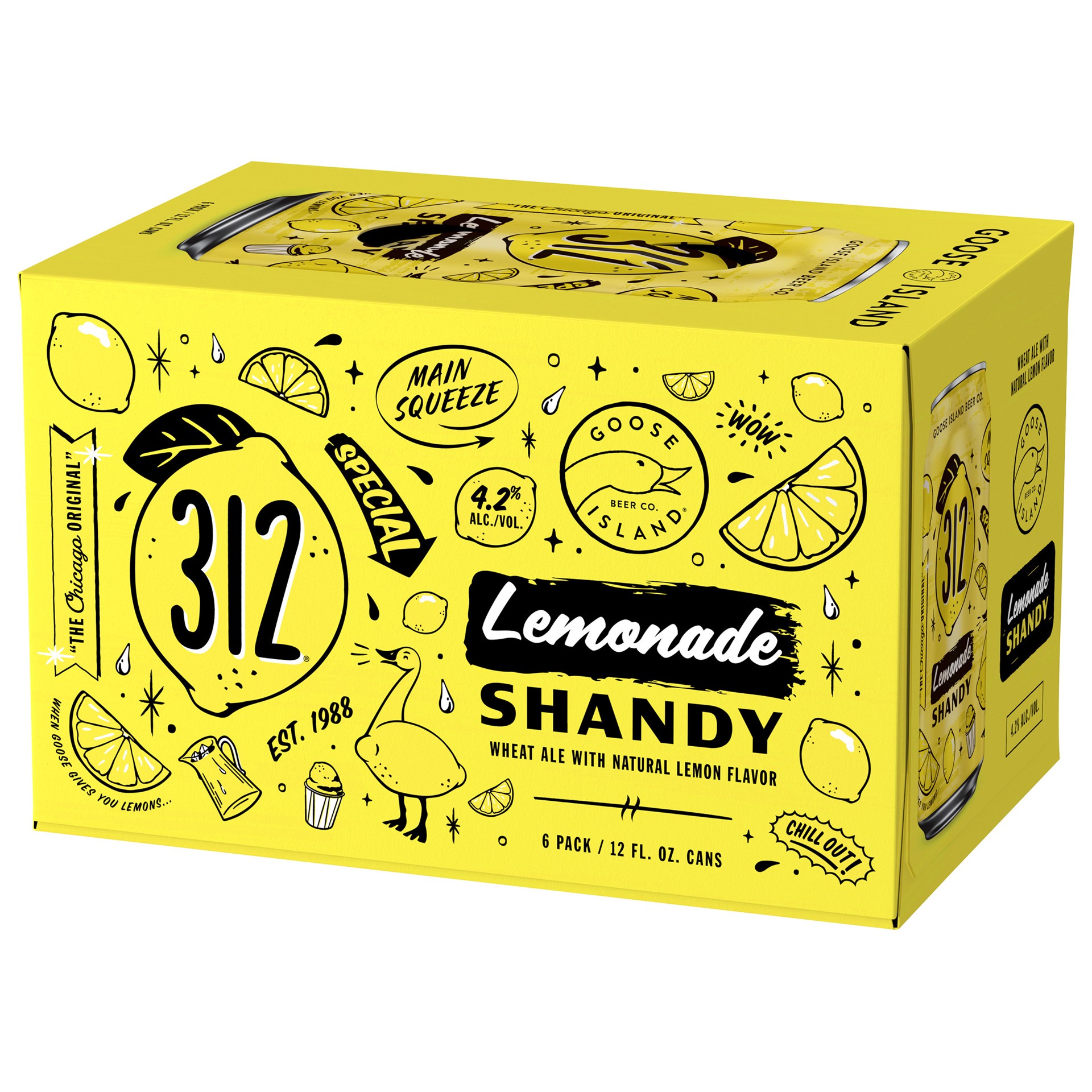 slide 3 of 5, Goose Island Beer Co. 312 Lemonade Shandy Beer, 6 Pack 12 fl. oz. Cans, 4.2% ABV, 312 liter