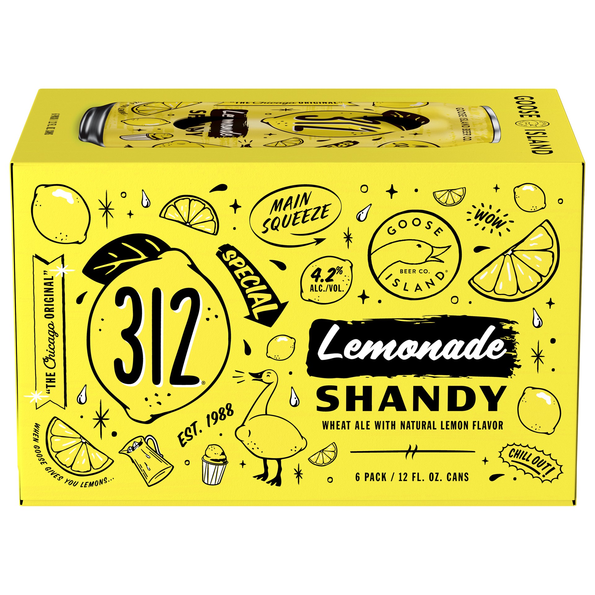 slide 4 of 5, Goose Island Beer Co. 312 Lemonade Shandy Beer, 6 Pack 12 fl. oz. Cans, 4.2% ABV, 312 liter