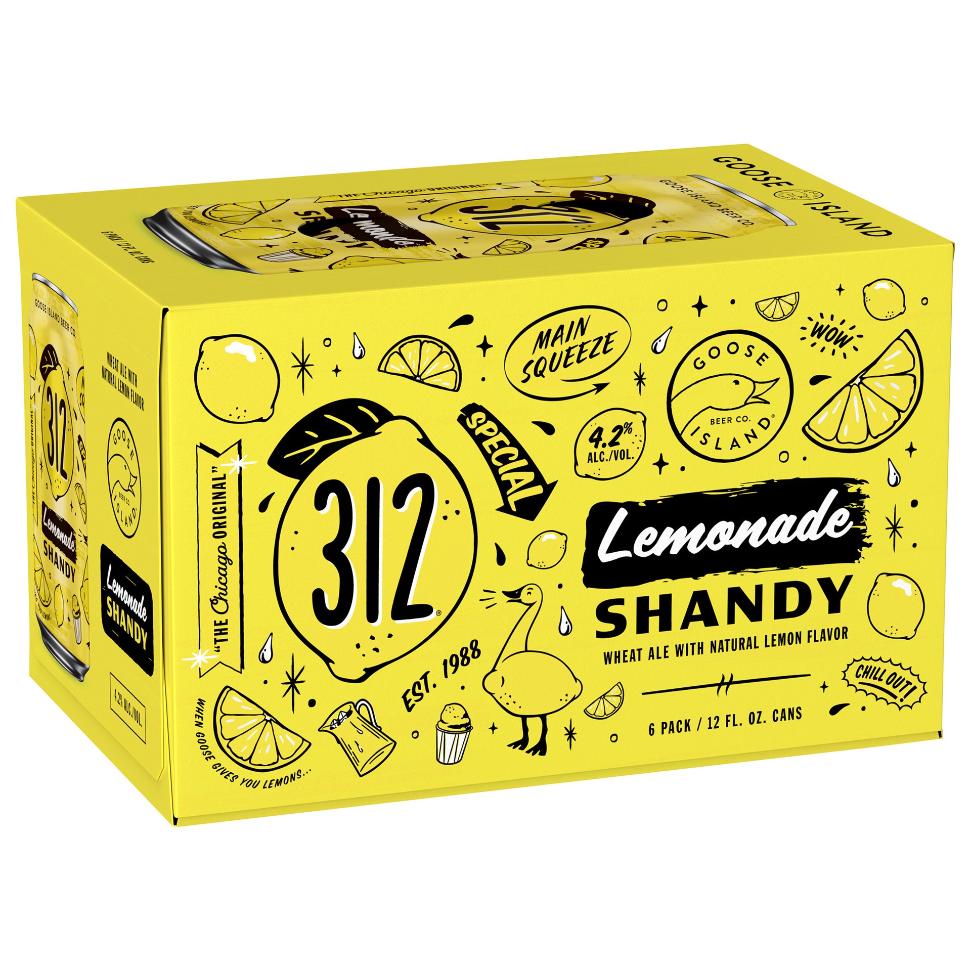 slide 1 of 5, Goose Island Beer Co. 312 Lemonade Shandy Beer, 6 Pack 12 fl. oz. Cans, 4.2% ABV, 312 liter