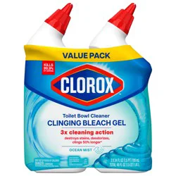 Clorox Toilet Bowl Cleaner Ocean Mist Clinging Bleach Gel