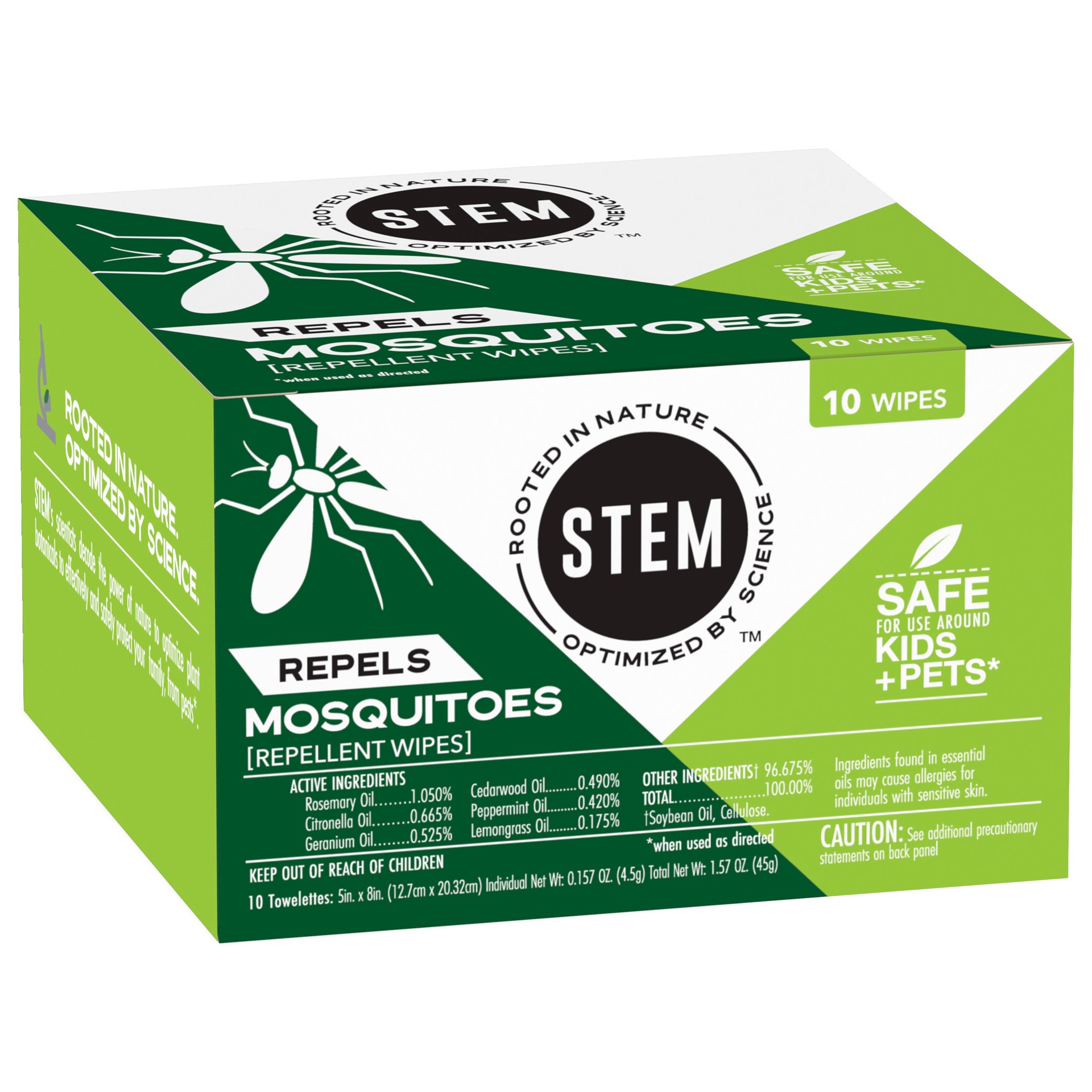 slide 3 of 5, STEM Repels Mosquitoes: Mosquito Repellent Wipes with Botanical Extracts; 10 wipes, 1 ct,