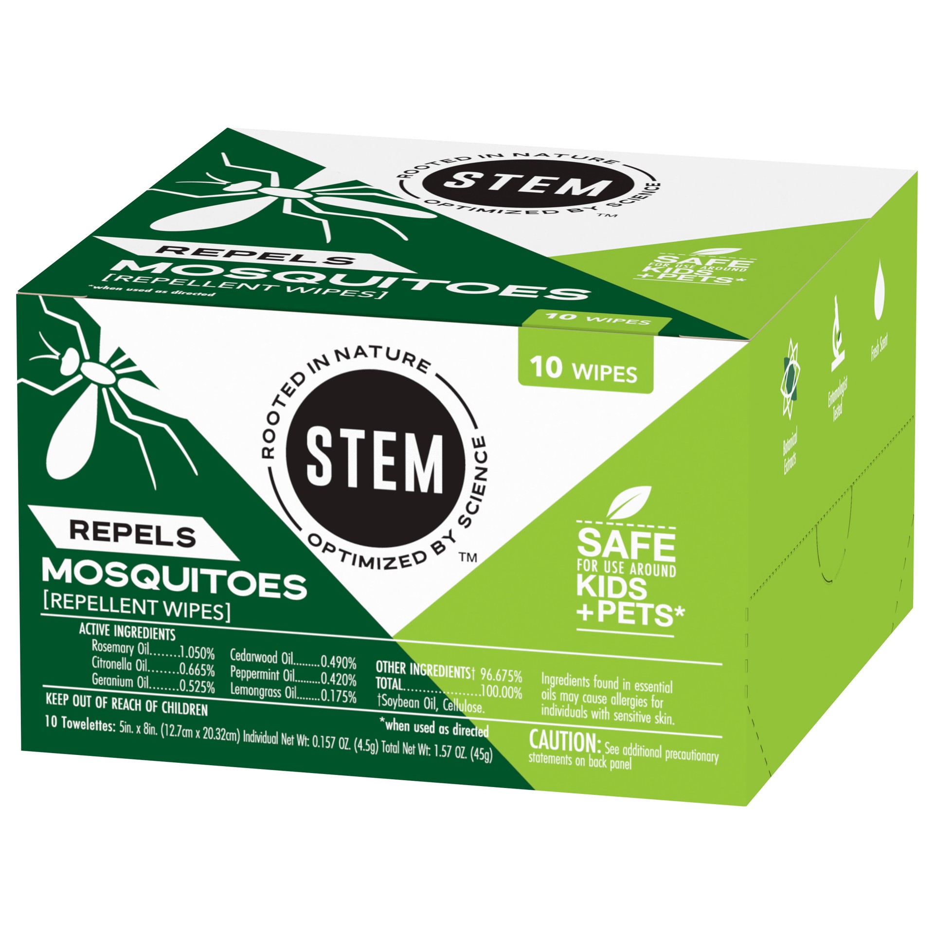 slide 4 of 5, STEM Repels Mosquitoes: Mosquito Repellent Wipes with Botanical Extracts; 10 wipes, 1 ct,