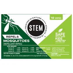 STEM Repels Mosquitoes: Mosquito Repellent Wipes with Botanical Extracts; 10 wipes, 1 ct