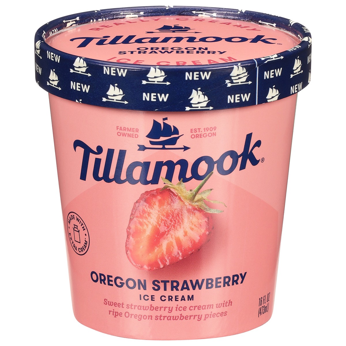 slide 2 of 13, Tillamook Oregon Strawberry Ice Cream 16 fl oz, 