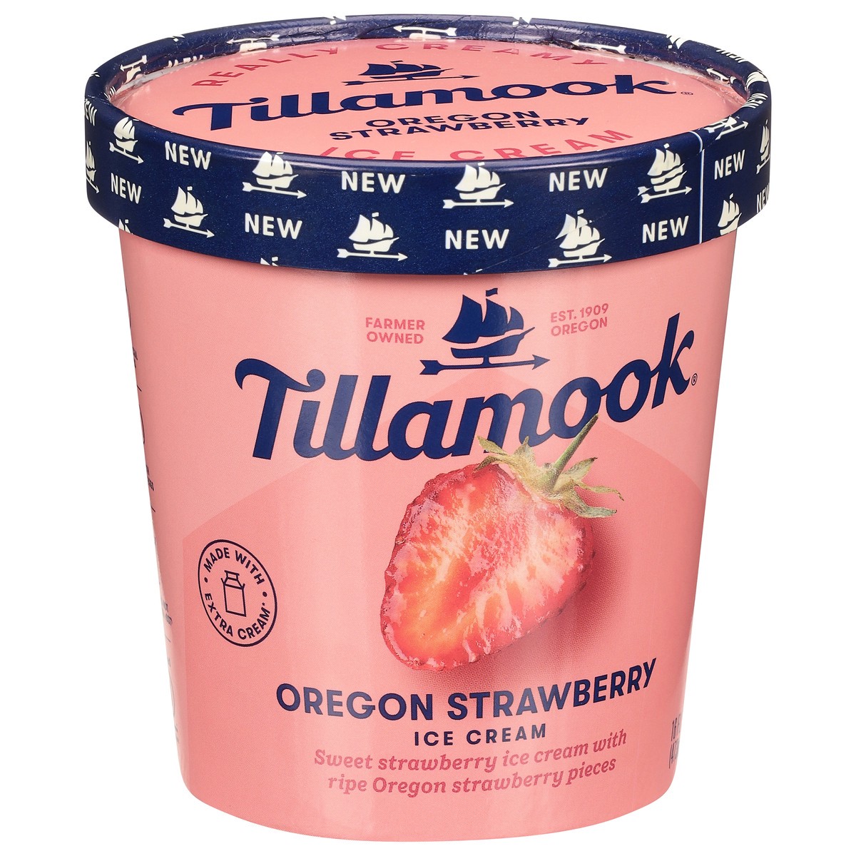 slide 11 of 13, Tillamook Oregon Strawberry Ice Cream 16 fl oz, 