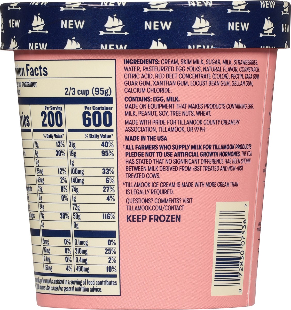 slide 12 of 13, Tillamook Oregon Strawberry Ice Cream 16 fl oz, 