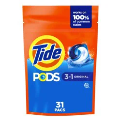 Tide PODS laundry detergent pacs, 3-in-1 Stain Remover, Odor Fighter, Color Protector, 31 Count, HE compatible, Original Scent