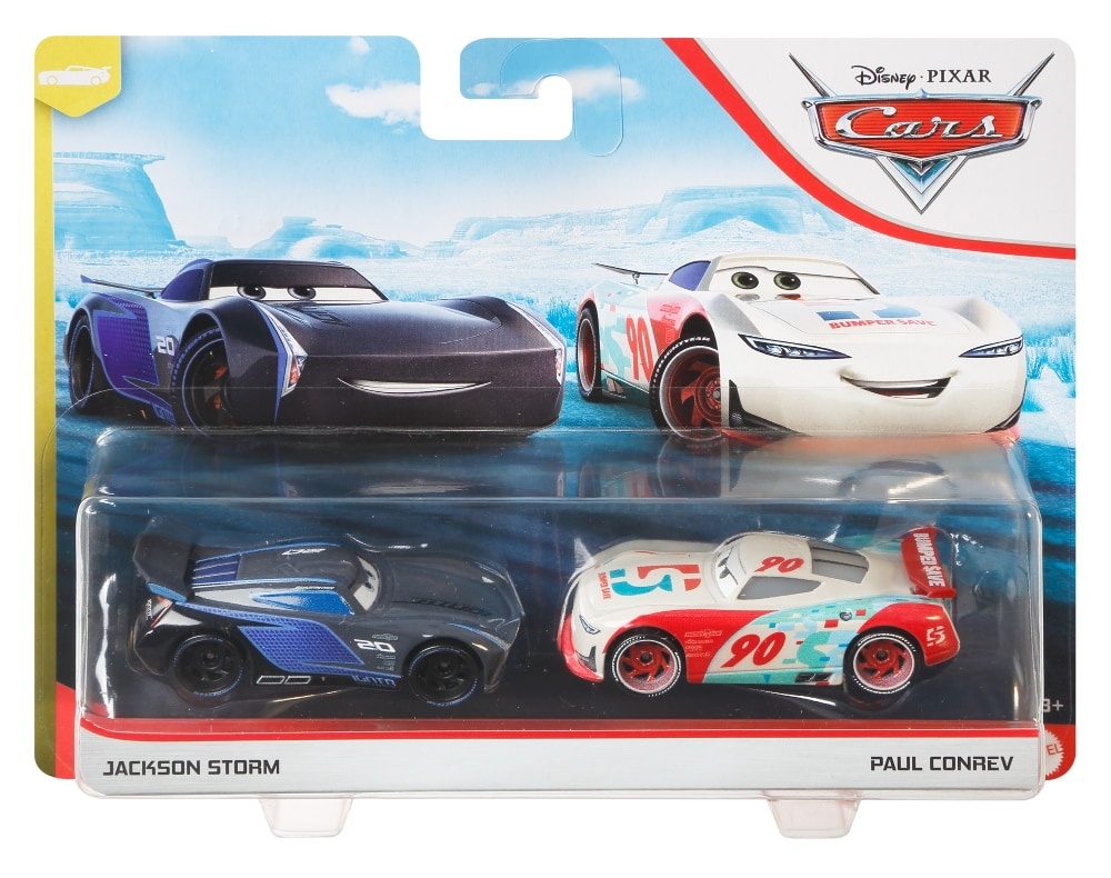 slide 1 of 1, Mattel Disney/Pixar Cars Jackson Storm & Paul Conrev 2-Pack, 2 ct