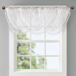 Madison Park Irina Diamond Sheer Waterfall Window Valance - White