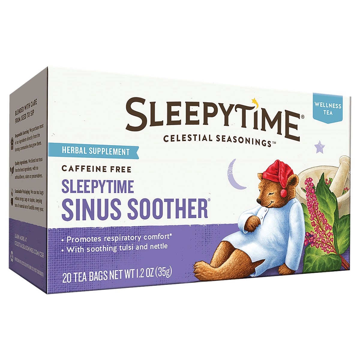 slide 1 of 7, Celestial Seasonings Sleepytime Sinus Soother Caffeine Free Herbal Tea - 20 ct, 20 ct