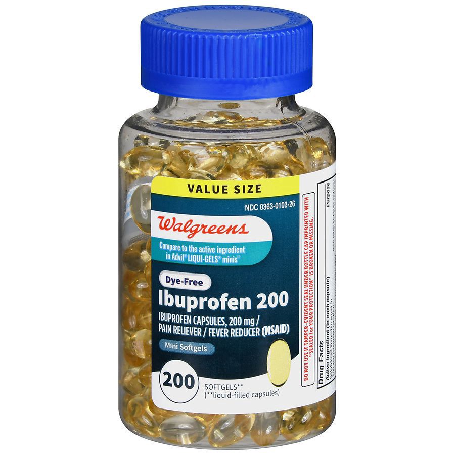 slide 1 of 5, Walgreens Ibuprofen Dye-Free Mini 200mg Softgels, 200 ct
