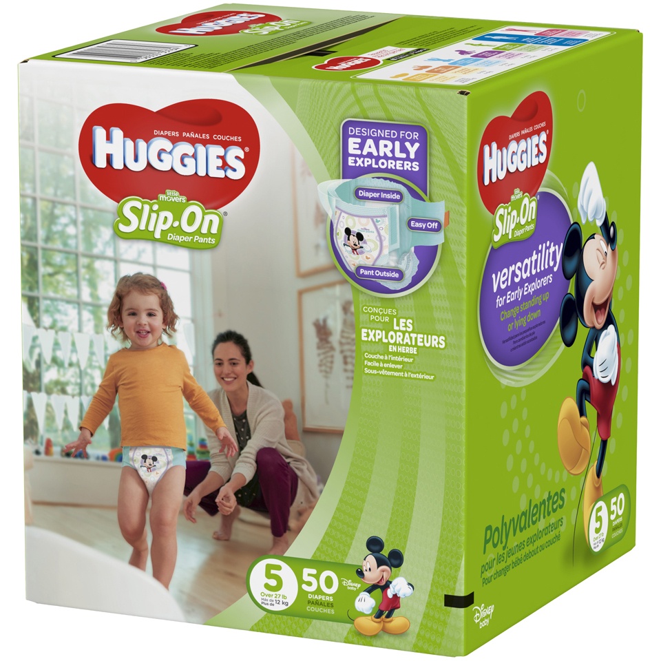 slide 2 of 2, Huggies Little Movers Slip On Diapers Size 5, 50 ct