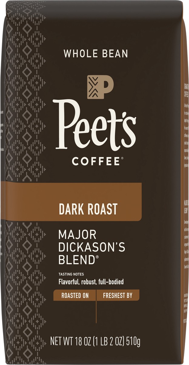 slide 10 of 11, Peet's Coffee, Major Dickason's Dark Roast Whole Bean Coffee - 18oz Bag, 18 oz