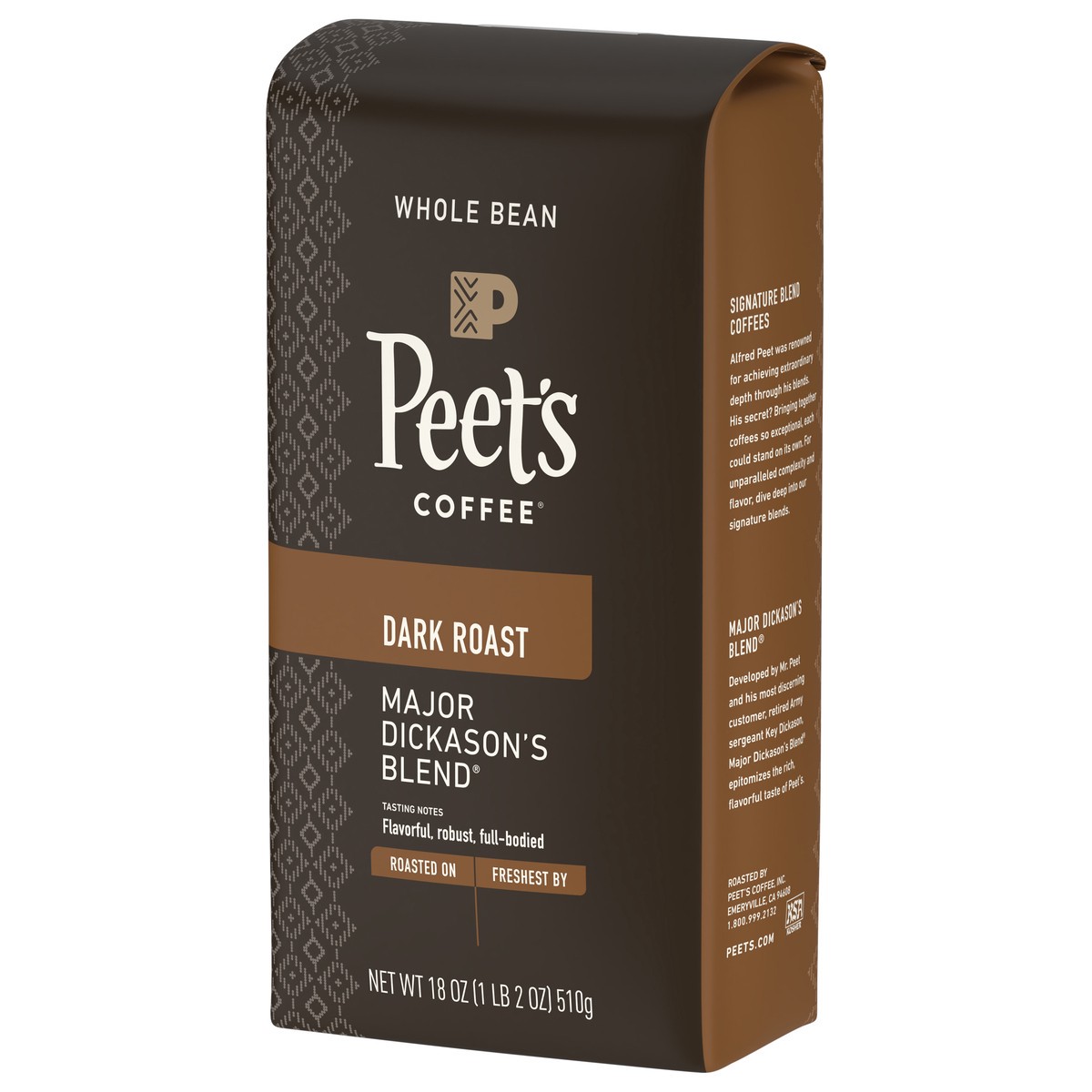 slide 8 of 11, Peet's Coffee, Major Dickason's Dark Roast Whole Bean Coffee - 18oz Bag, 18 oz