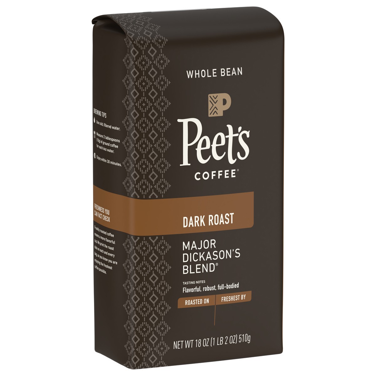 slide 6 of 11, Peet's Coffee, Major Dickason's Dark Roast Whole Bean Coffee - 18oz Bag, 18 oz