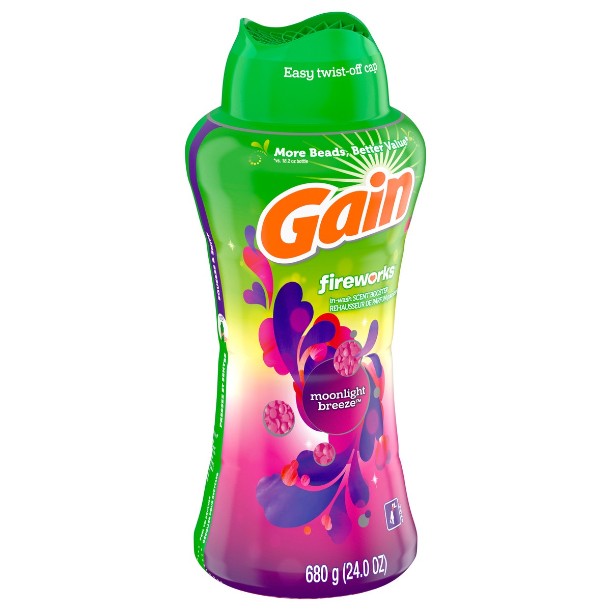 slide 8 of 8, Gain In-Wash Laundry Scent Booster, Moonlight Breeze Scent, 24.0 OZ, Fresh Extender + Odor Protection, 1.5 lb