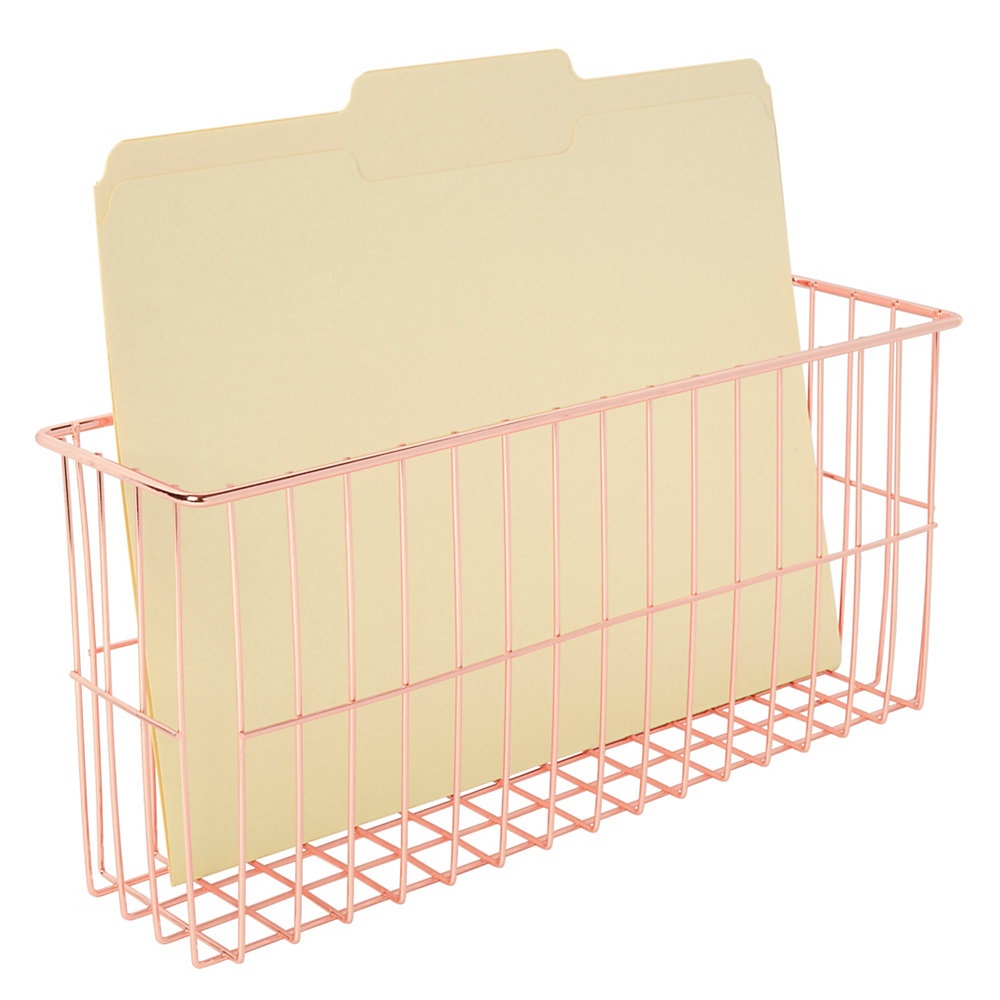 slide 1 of 1, Realspace Metal Wire Hanging File, 13''H X 3-15/16''W X 5-15/16''D, 100% Recycled, Rose Gold, 1 ct