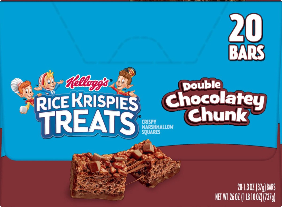 slide 2 of 7, Rice Krispies Treats Kellogg's Rice Krispies Treats Marshmallow Snack Bars, Double Chocolatey Chunk, 26 oz, 20 Count, 26 oz
