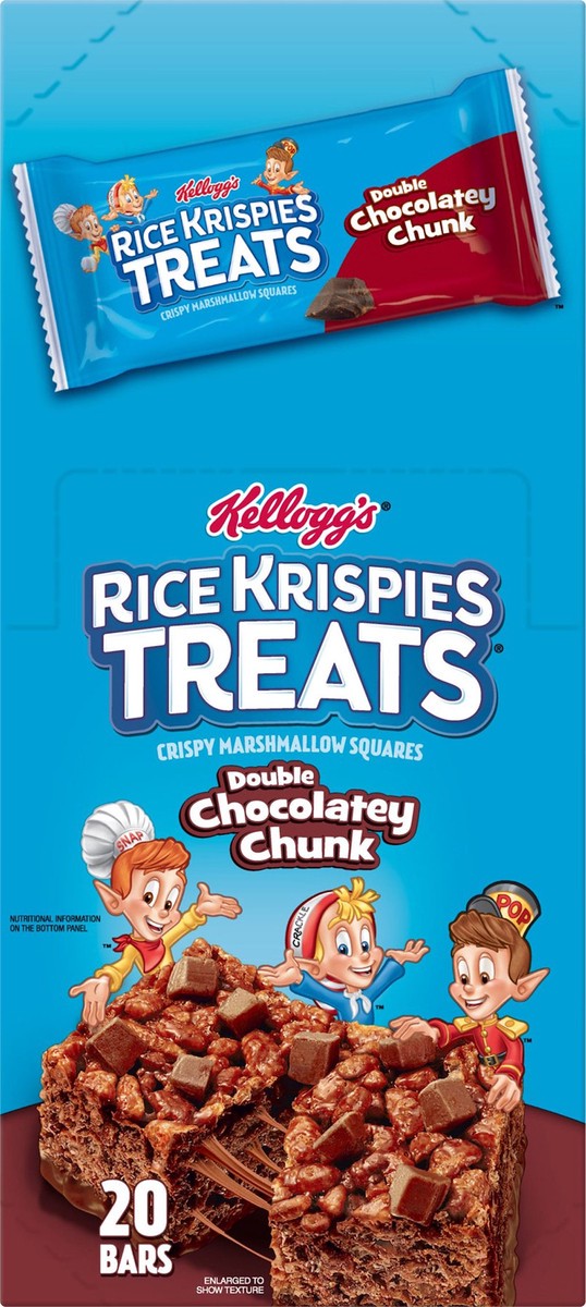 slide 3 of 7, Rice Krispies Treats Marshmallow Snack Bars, Kids Snacks, School Lunch, Double Chocolatey Chunk, 26oz Box, 20 Bars, 26 oz